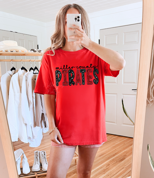 Miller County Pirates Glitter Font Tee