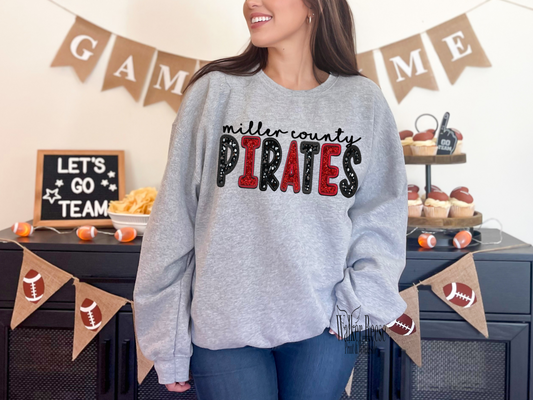 Miller County Pirates Glitter Font Tee