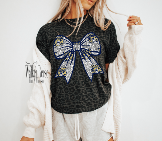 LEOPARD - Early County Bobcats Glitter Bow Tee