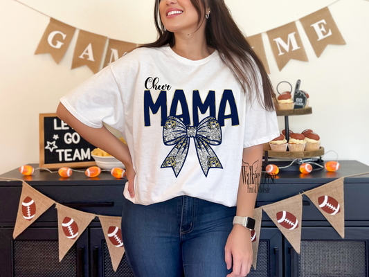 Cheer Mama Bobcats Glitter Bow Tee