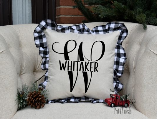 Buffalo Plaid Monogram Pillow Case 15"