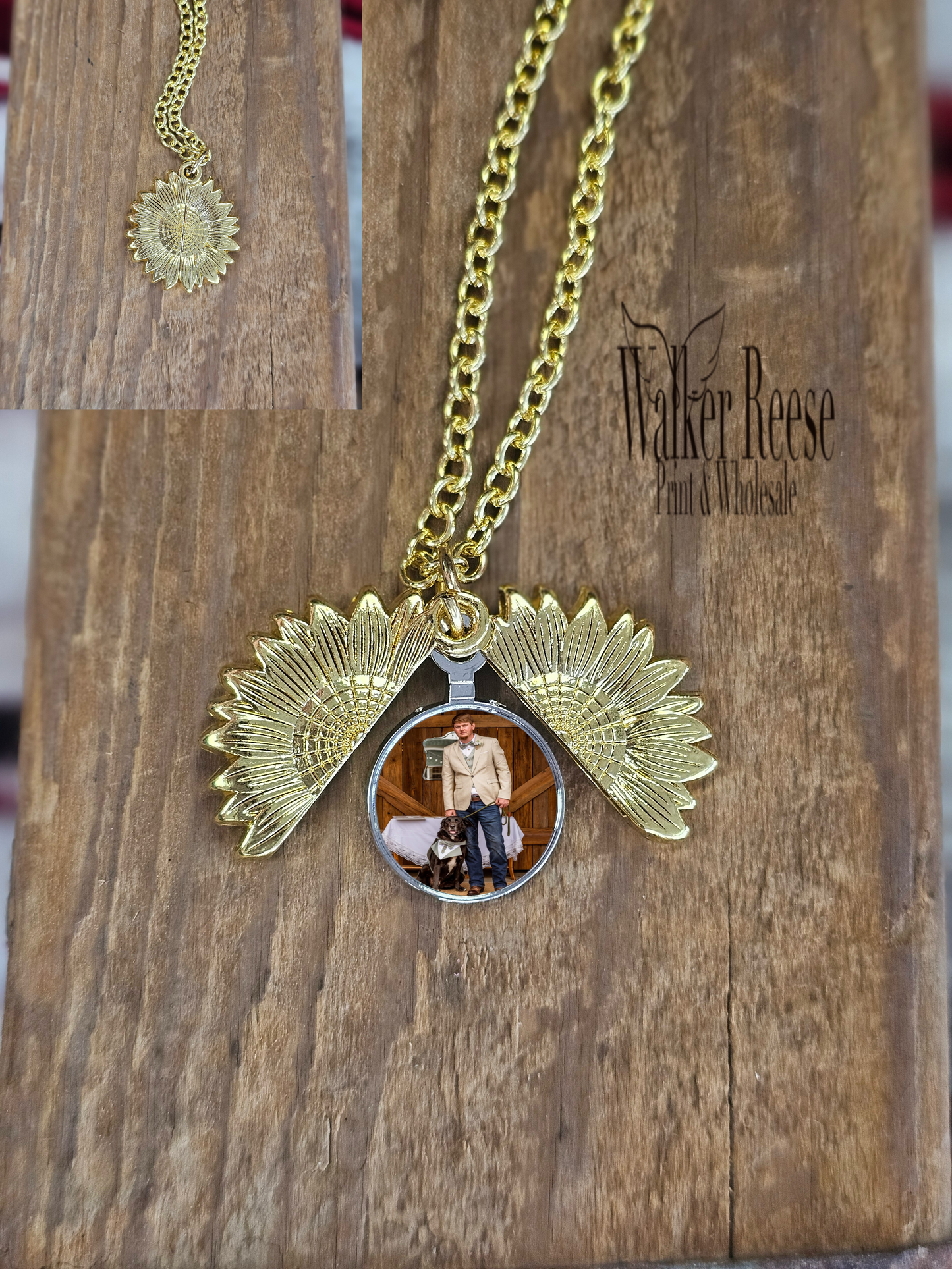 Sunflower Photo Locket Necklace