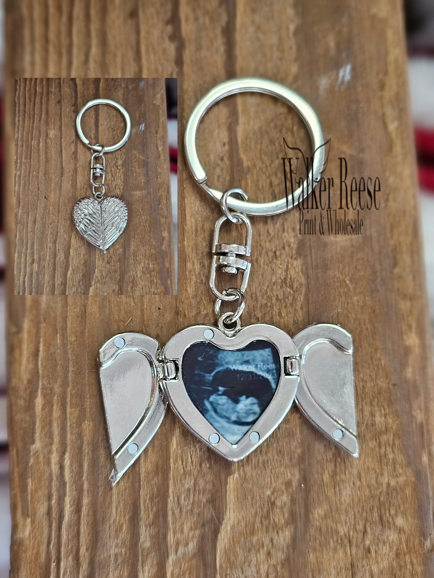 Angel Wing Photo Locket Keychain