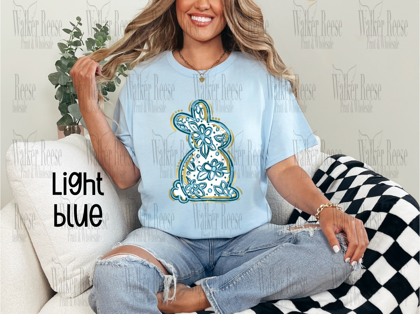 Blue Floral Bunny Tee