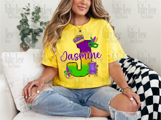 Mardi Gras Monogram Initial Tee