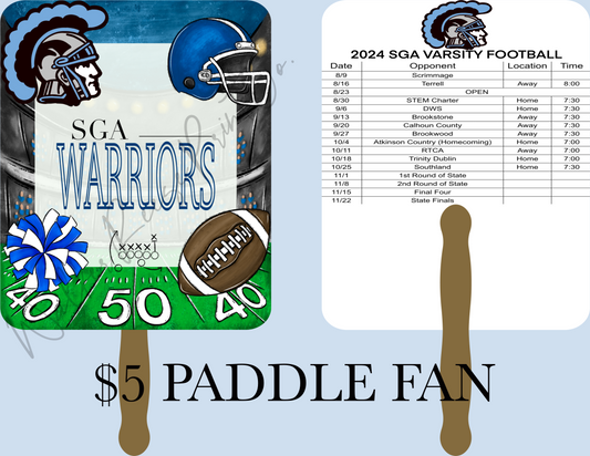 SGA Warriors Football Paddle Fan