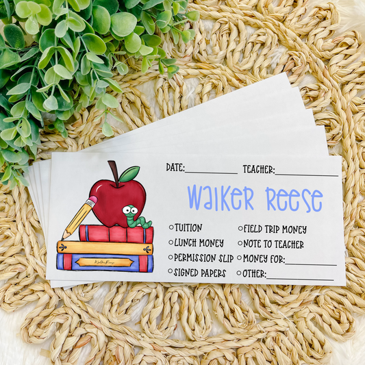 Blue Book Stack Personalized School Envelope Set