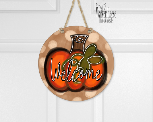 Welcome Pumpkin Door Hanger