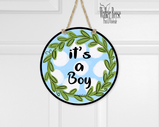 It's a Boy Painted Door Hanger