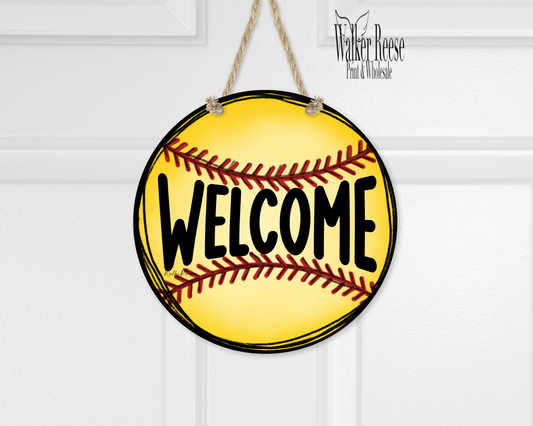 Softball WELCOME Door Hanger