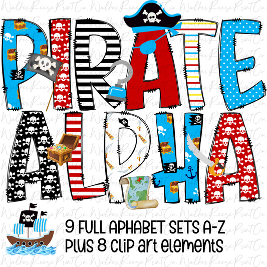 Pirate Alphabet - Alpha Pack - Alphabet Clipart - Instant Download - Pirate - Boy Alpha Pack