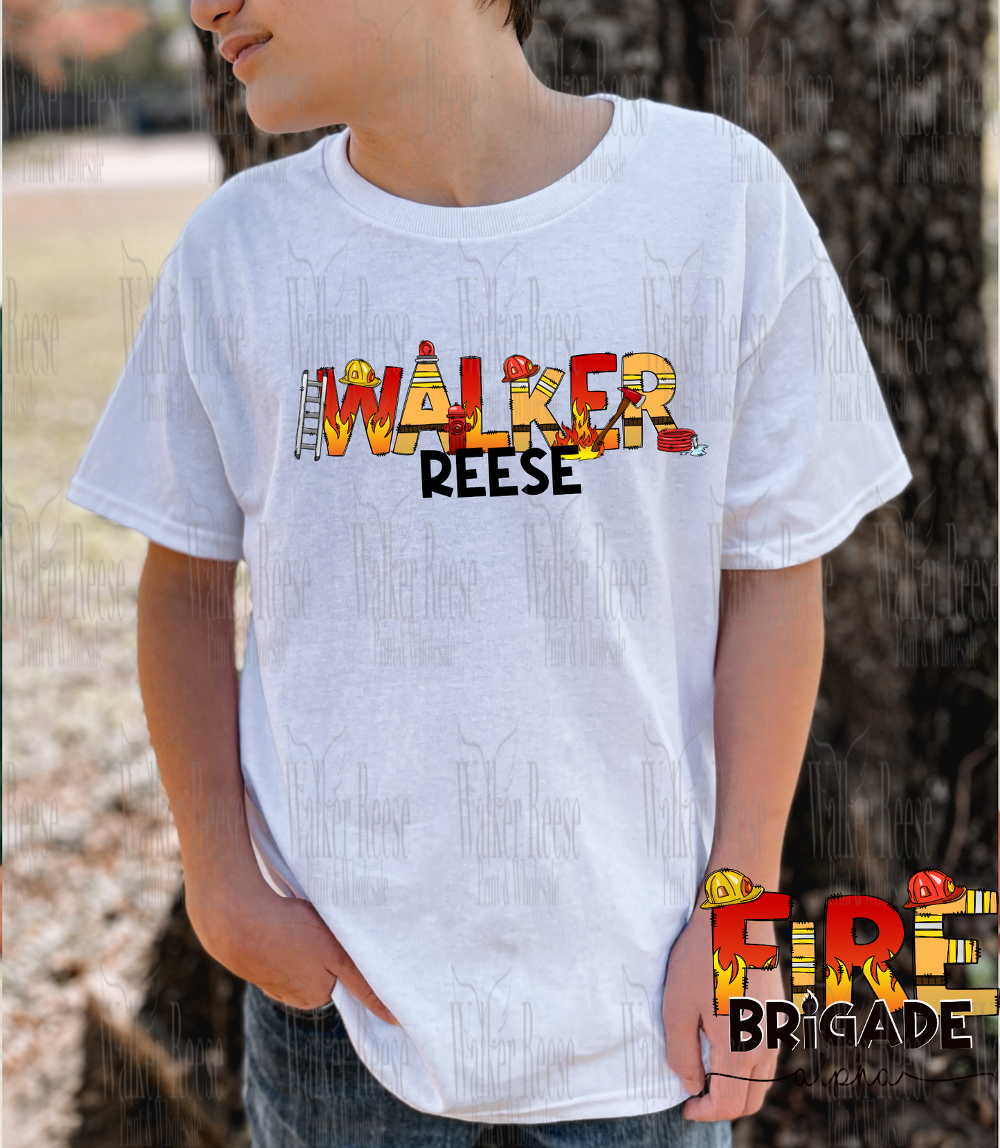 Fire Brigade Alpha Personalized Name Tee