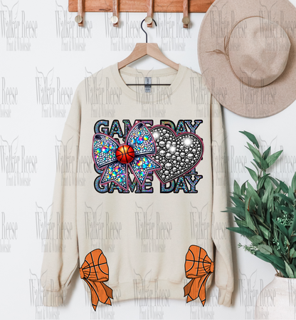 Basketball Diamond Game Day Side Bow Tee