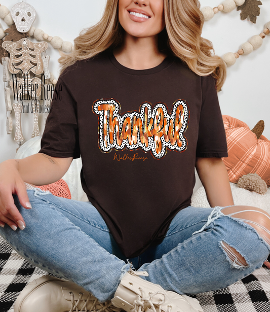 Painted THANKFUL Glitter Tee