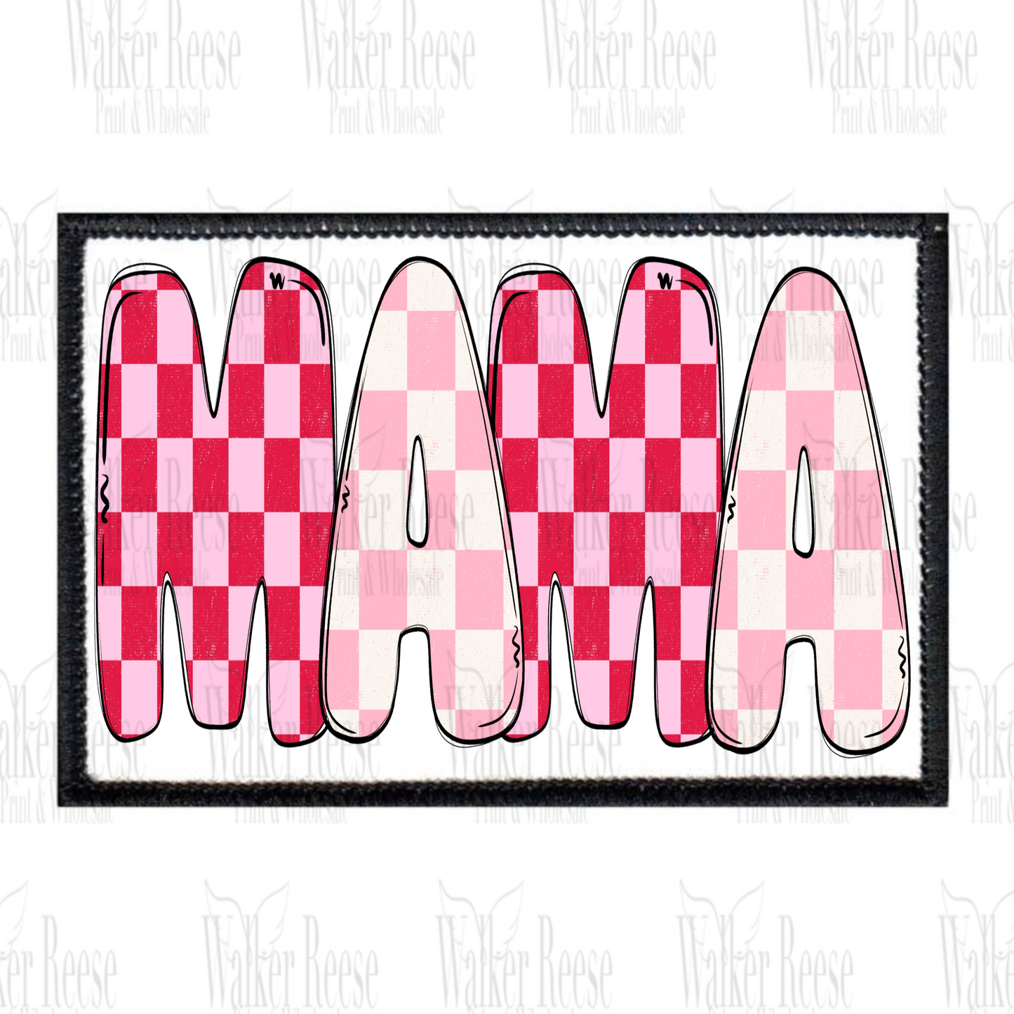 VALENTINE CHECKERED MAMA Embroidered Hat Patch