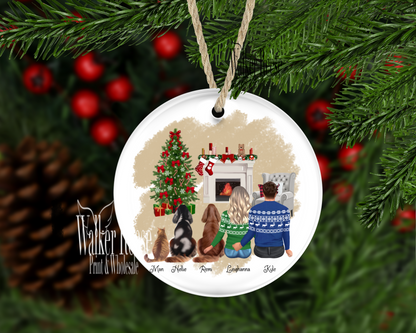 Family with Pets Christmas Ornament