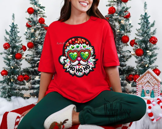 Red Santa Ho Ho Ho Diamond Tee