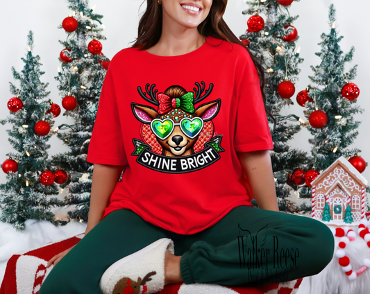 Shine Bright Diamond Reindeer Tee