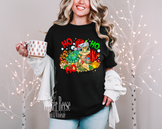 Sea Turtle Ho Christmas Tee