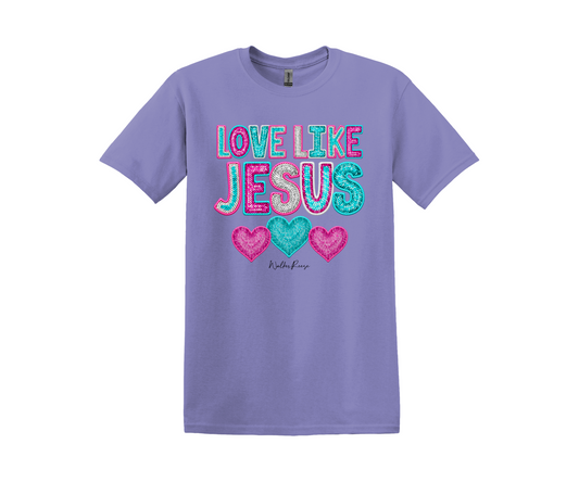 Love Like Jesus Faux Sequin Tee