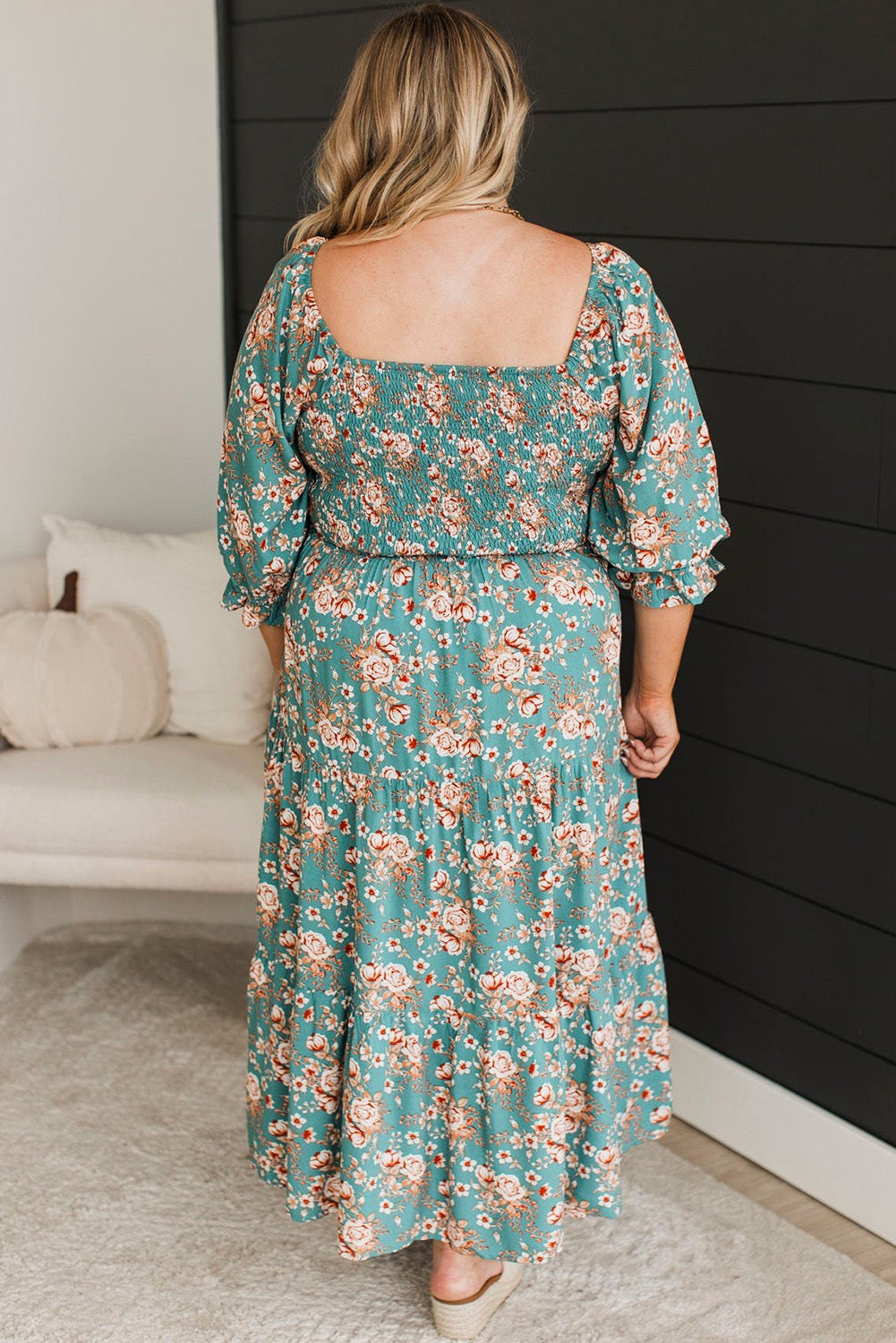 Teal Floral Plus Size Maxi RTS