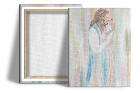 'i Knew You' Baby and Jesus Paper Print