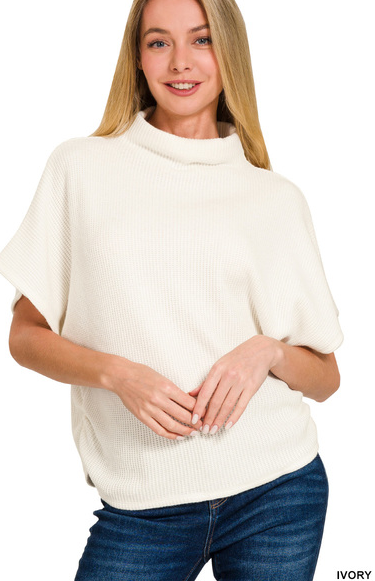 Mock Neck Sweater Top - Ivory