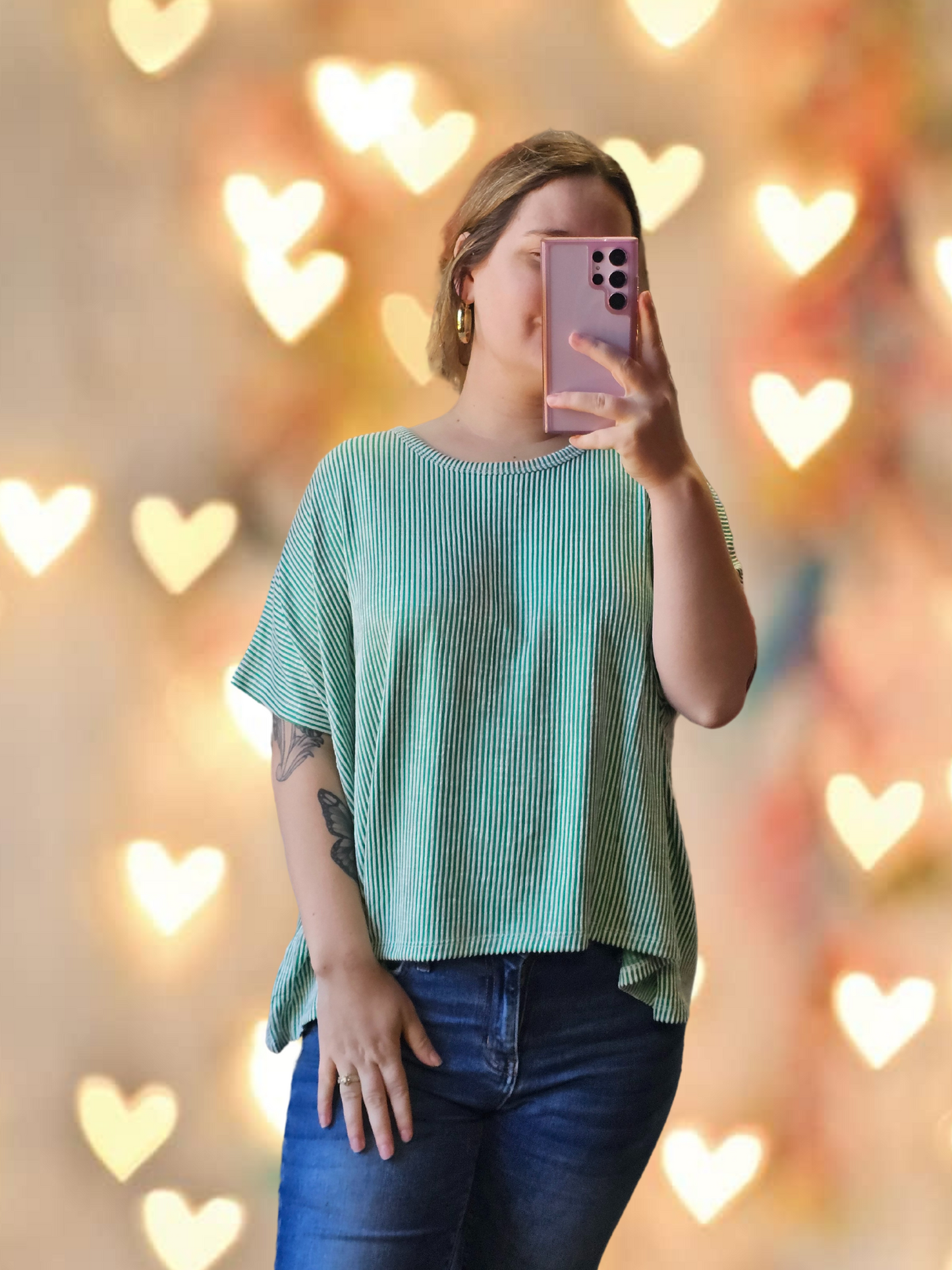 Striped ribbed Top | Kelly Green