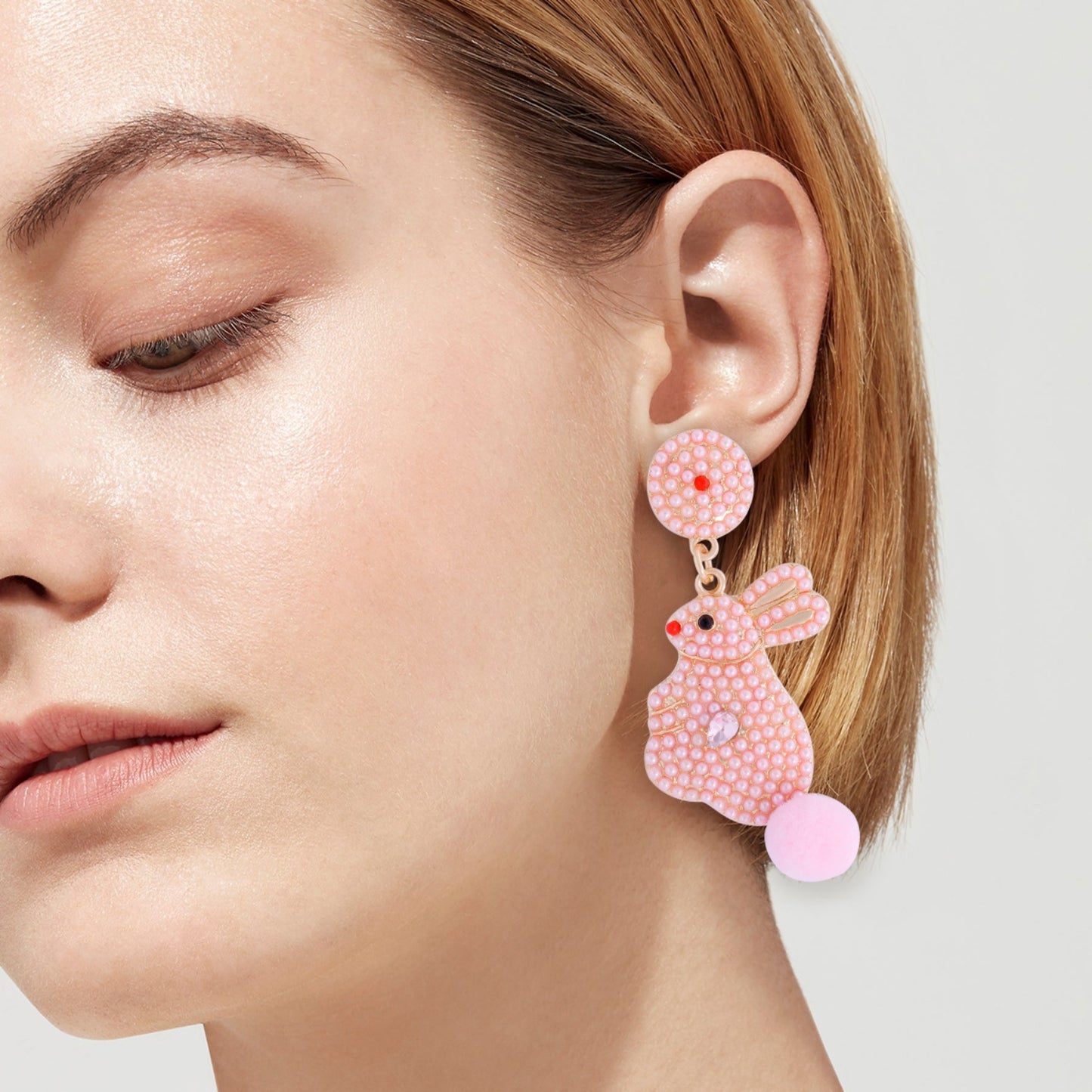 Pink Pearl Bunny Earrings