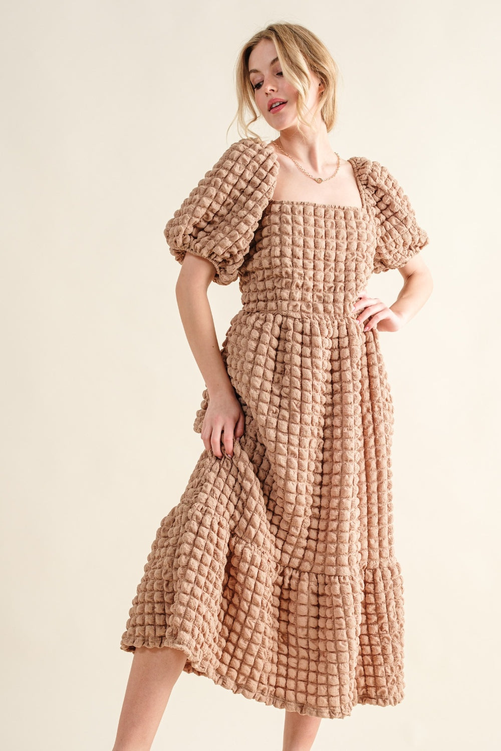 And The Why Square Neck Puff Sleeve Dress