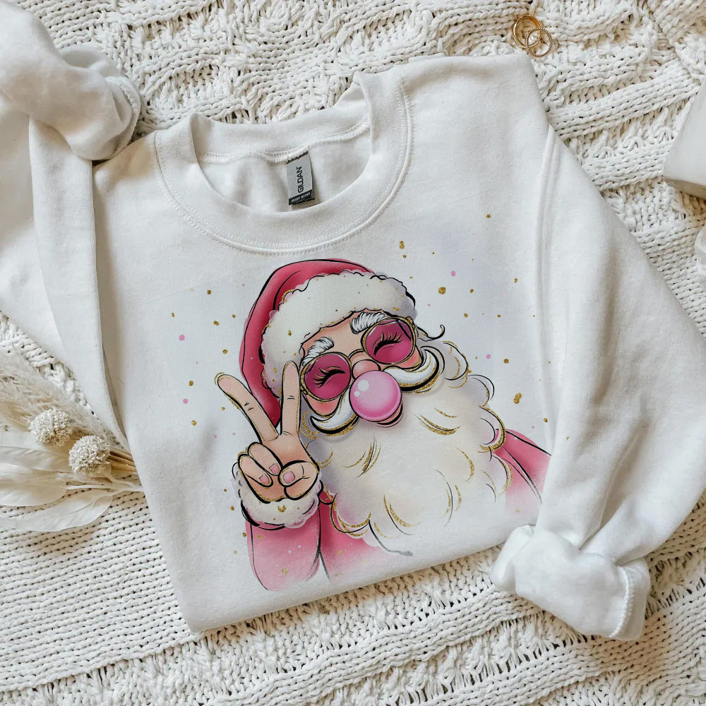 Bubble Blowing Retro Santa Tee