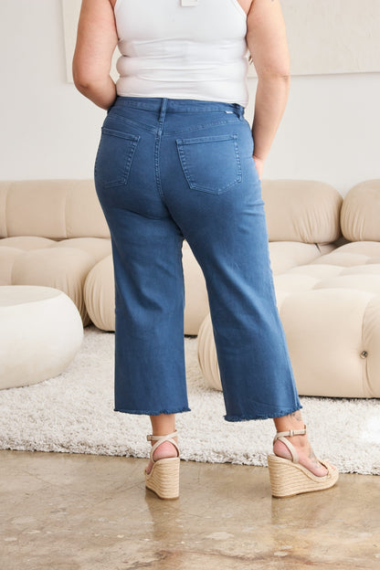 RFM Crop Chloe Tummy Control High Waist Raw Hem Jeans