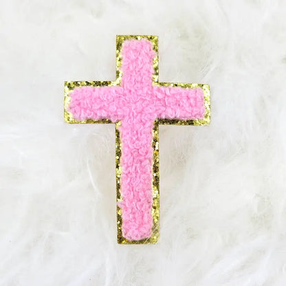 Cross Chenille Glitter Hat Patch