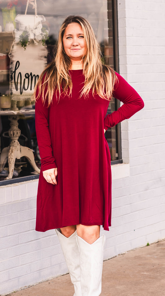 Everyday Comfort Swing Dress | Cabernet