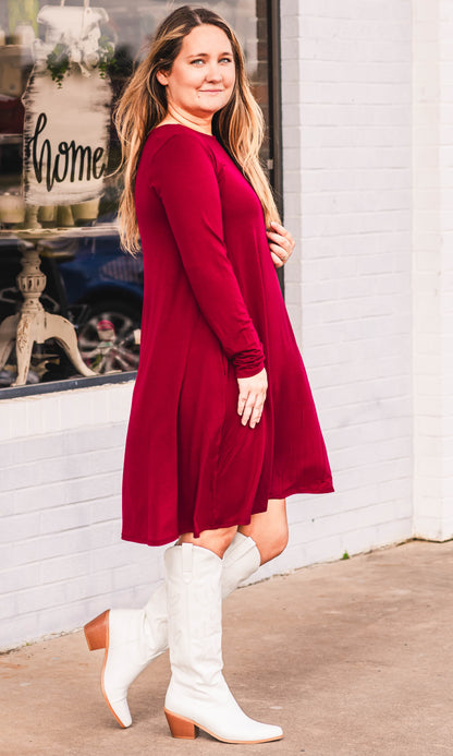 Everyday Comfort Swing Dress | Cabernet