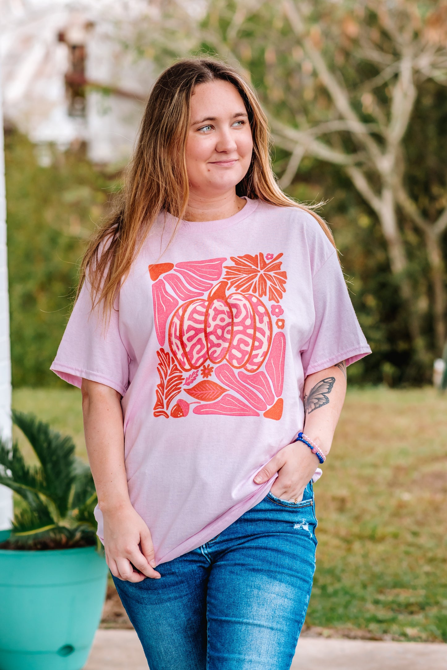 Pink Leopard Pumpkin Tee