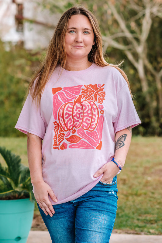 Pink Leopard Pumpkin Tee