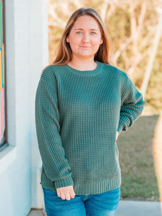 Jade Waffle Knit Sweater