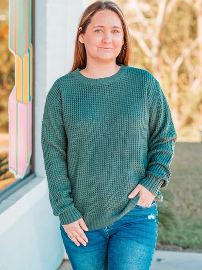 Jade Waffle Knit Sweater