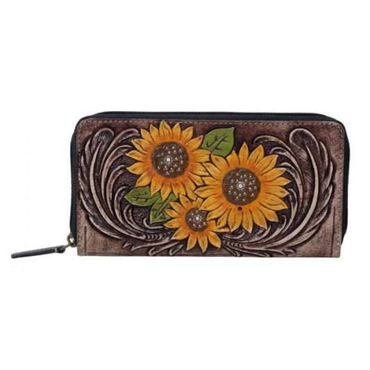 Leather Sunflower SHOWMAN Zip Wallet