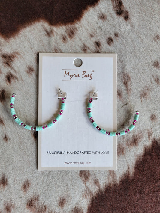 BLUE DUST Beaded Myra Hoop Earrings