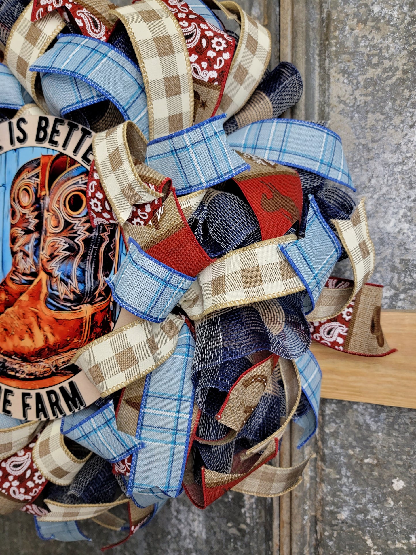 Life is Better on the Farm Western Boot Wreath