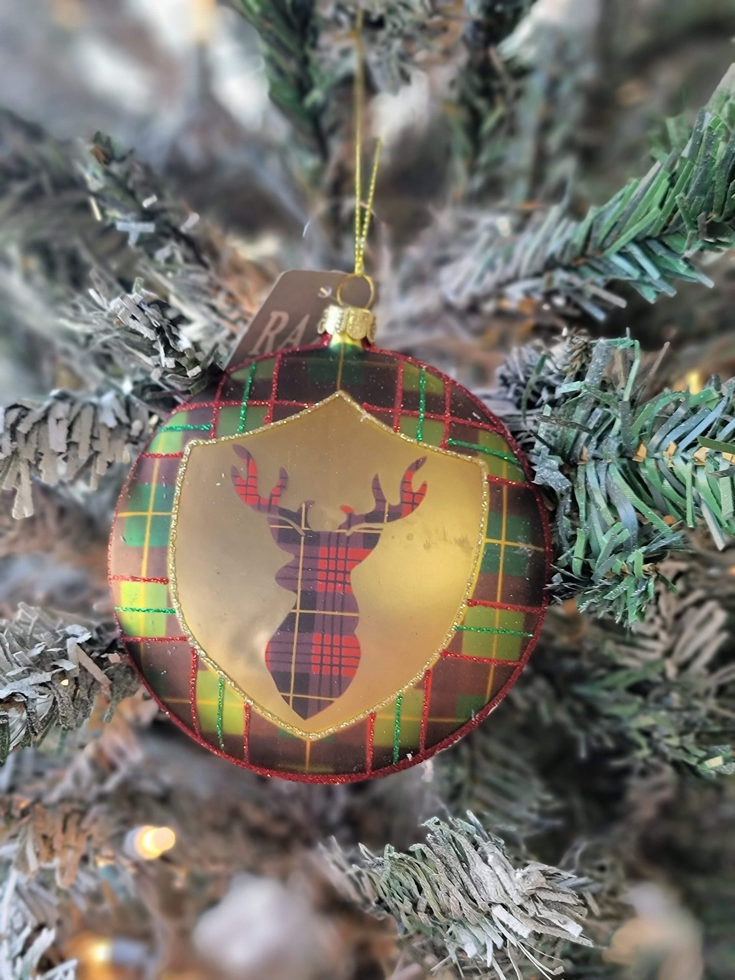Plaid Reindeer Christmas Ornament
