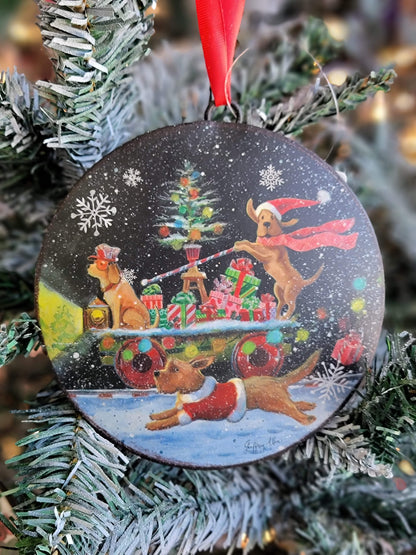 Dog Art Disk Christmas Ornament