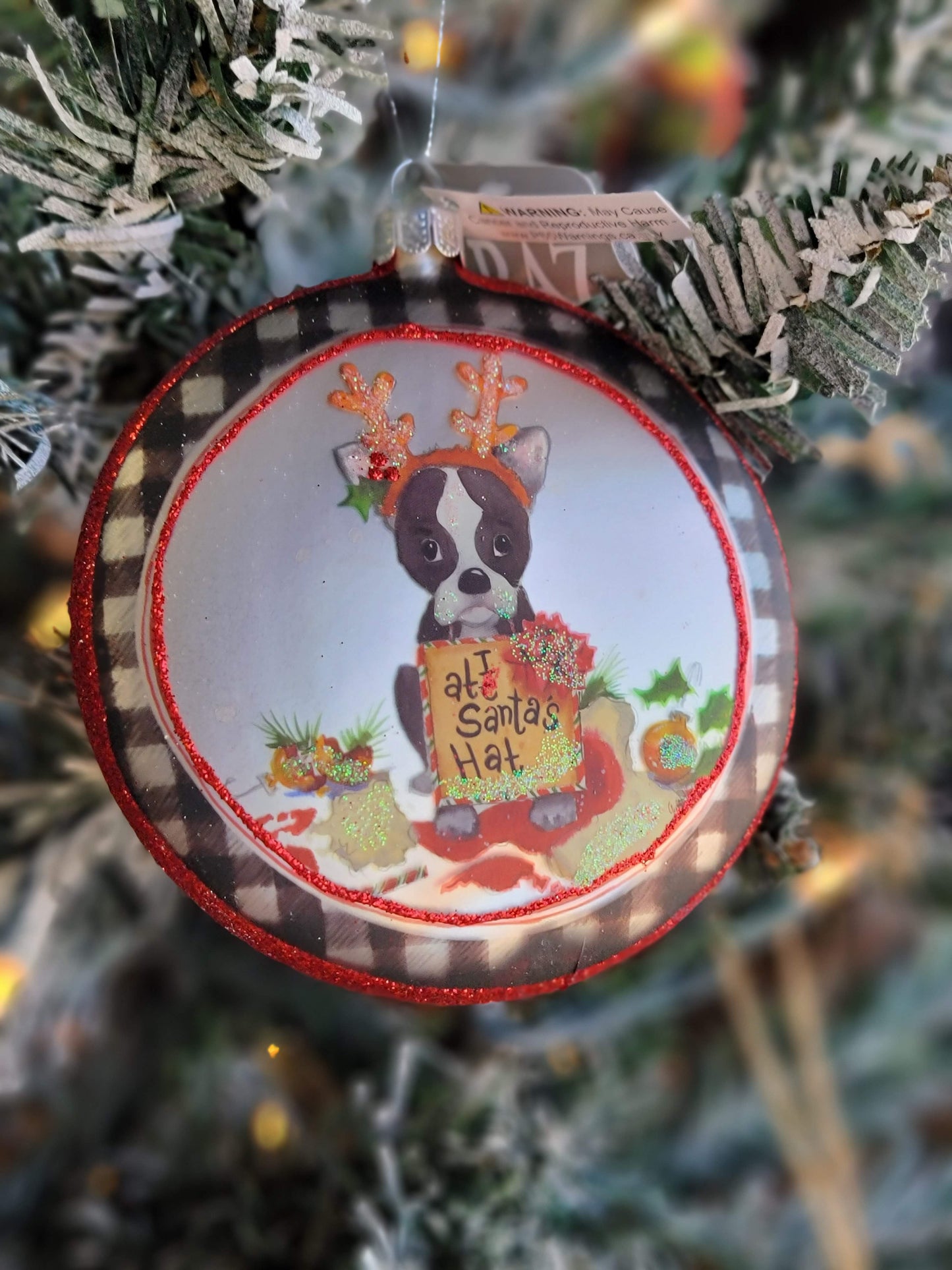 Christmas Puppy Disk Christmas Ornament