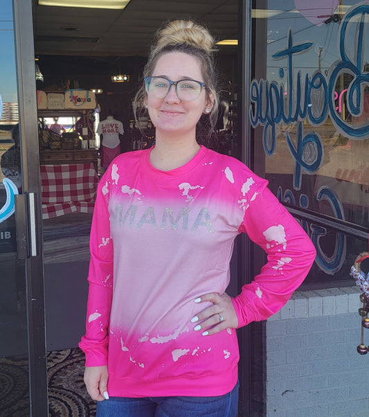 Pink MAMA Rhinestone Sweatshirt