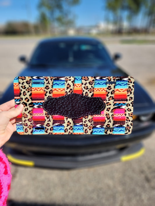 Western Leopard Serape Car Tag