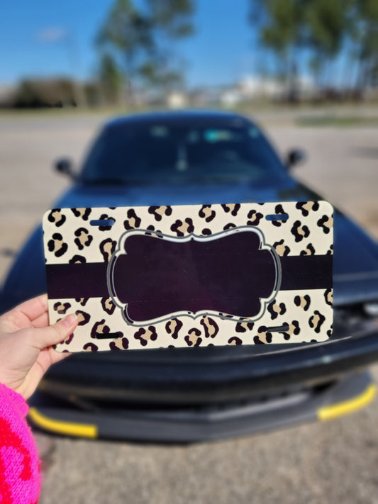 Black & Tan Leopard Car Tag