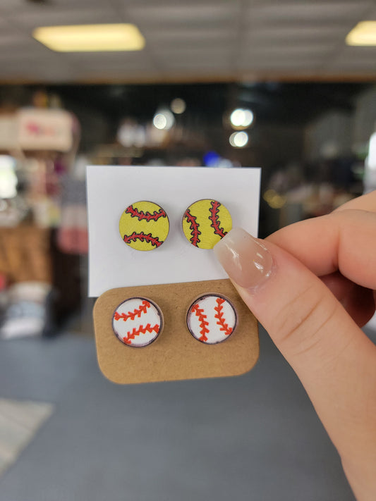 baseball stud earrings