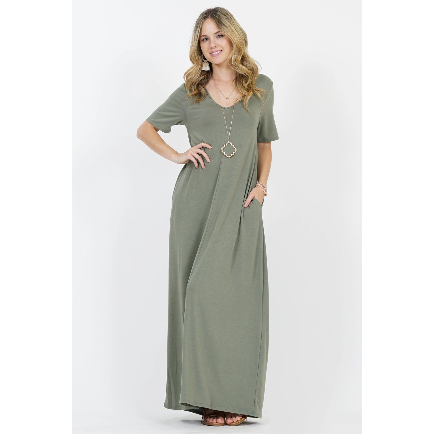 Maxi Dress w/ Pockets | Green